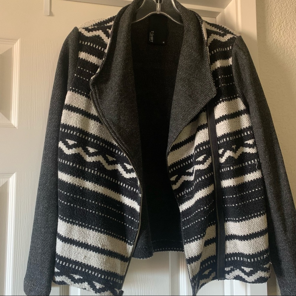 Tribal print zip up jacket